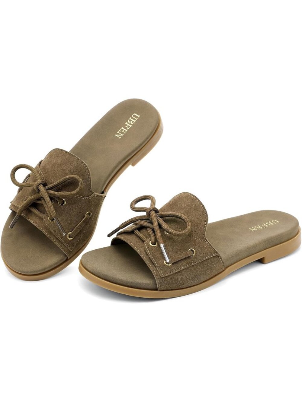 Womens Mocha Comfortable Faux Suede Upper Slide Slip-On Casual Flat Sandal Shoes